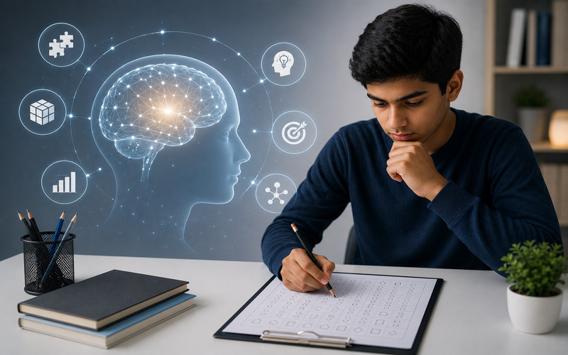 Student taking assessment