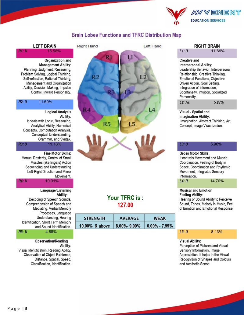 Report Page 1 - Brain Lobes Map